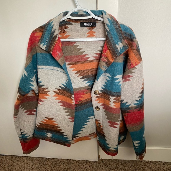 Blue B Women's Pendleton Wool Blend Western Cawl Neck Spring Jacket Coat Size S - Picture 2 of 13